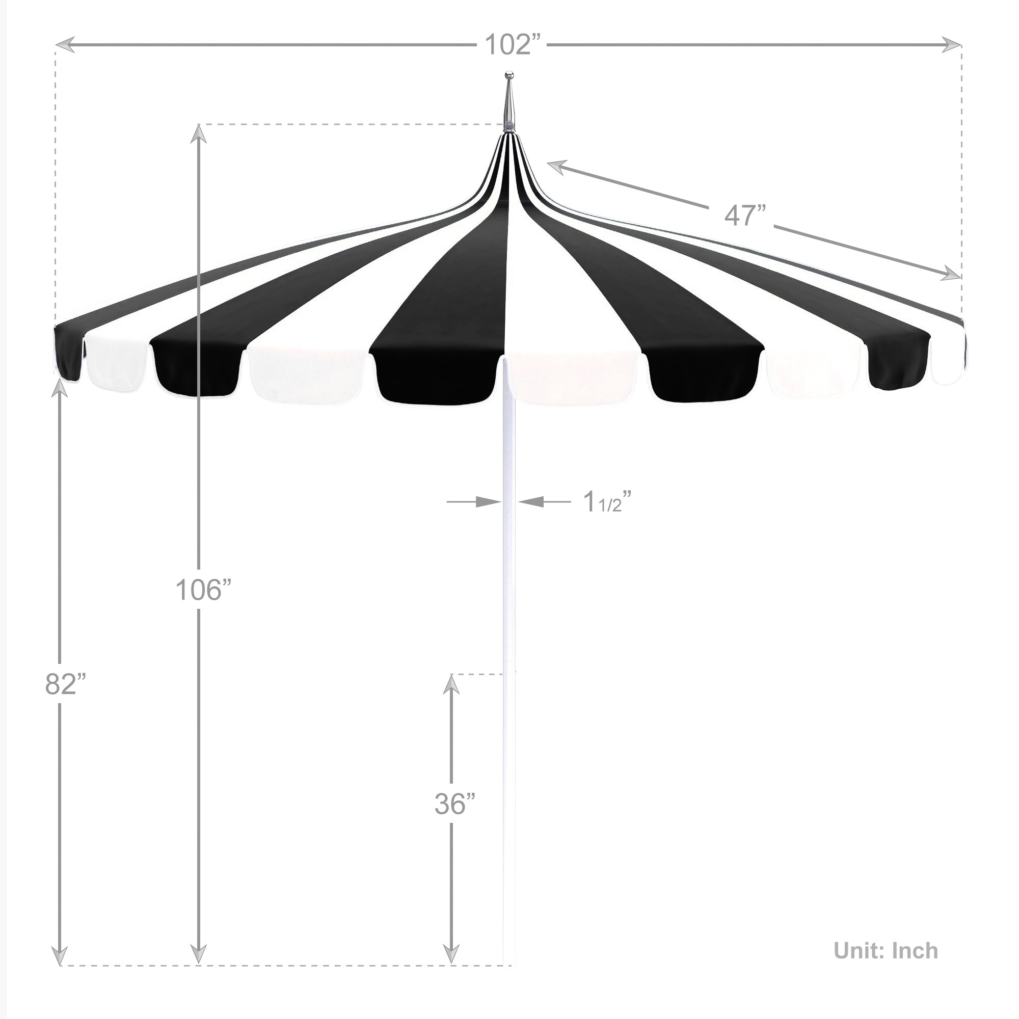 black and white pagoda patio umbrella  Poolside Store makes an unapologetically striking statement 8.5' Pagoda Patio Umbrella -