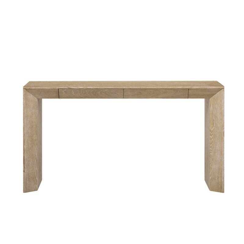 60" Farmhouse Console Table with 2 Concealed Drawers and Durable Waterfall Design