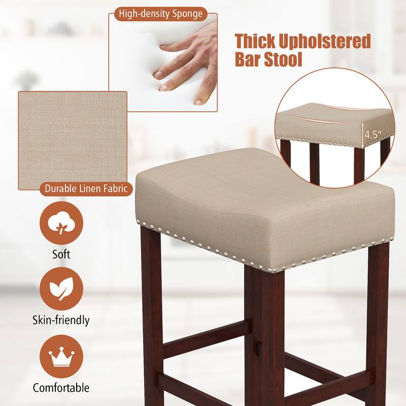 Gymax Set of 4 Bar Stools Counter Height Saddle Kitchen Chairs w/
