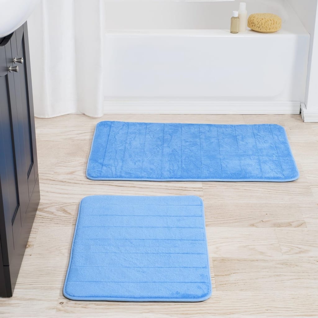 Bathroom Rugs - 2-Piece Memory Foam Bath Mats with Microfiber Top by Windsor Home