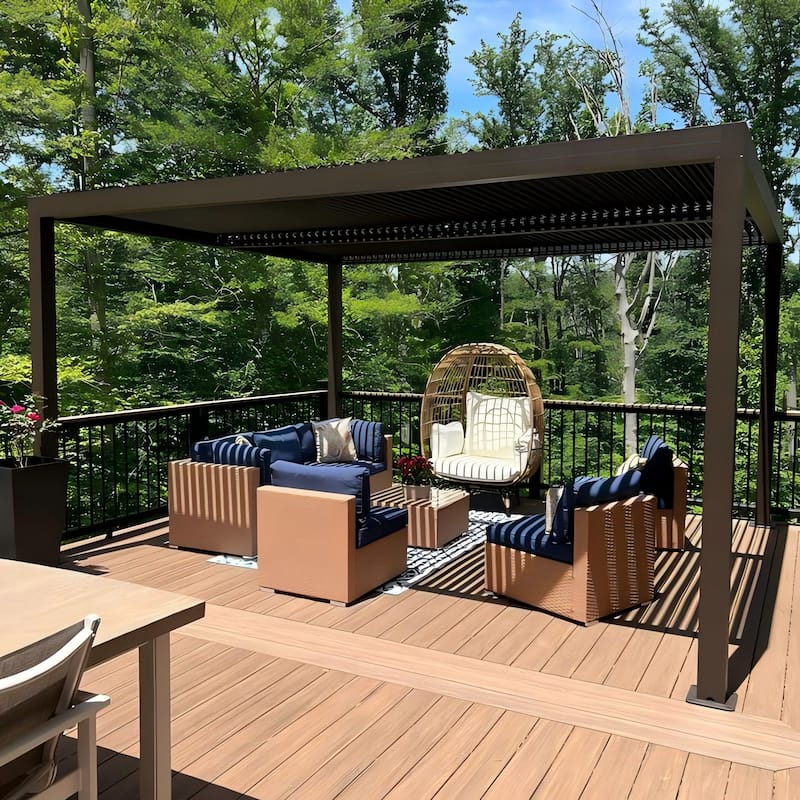 PURPLE LEAF Louvered Pergola Outdoor Aluminum Pergola with Adjustable Roof for Patio Hardtop Gazebo