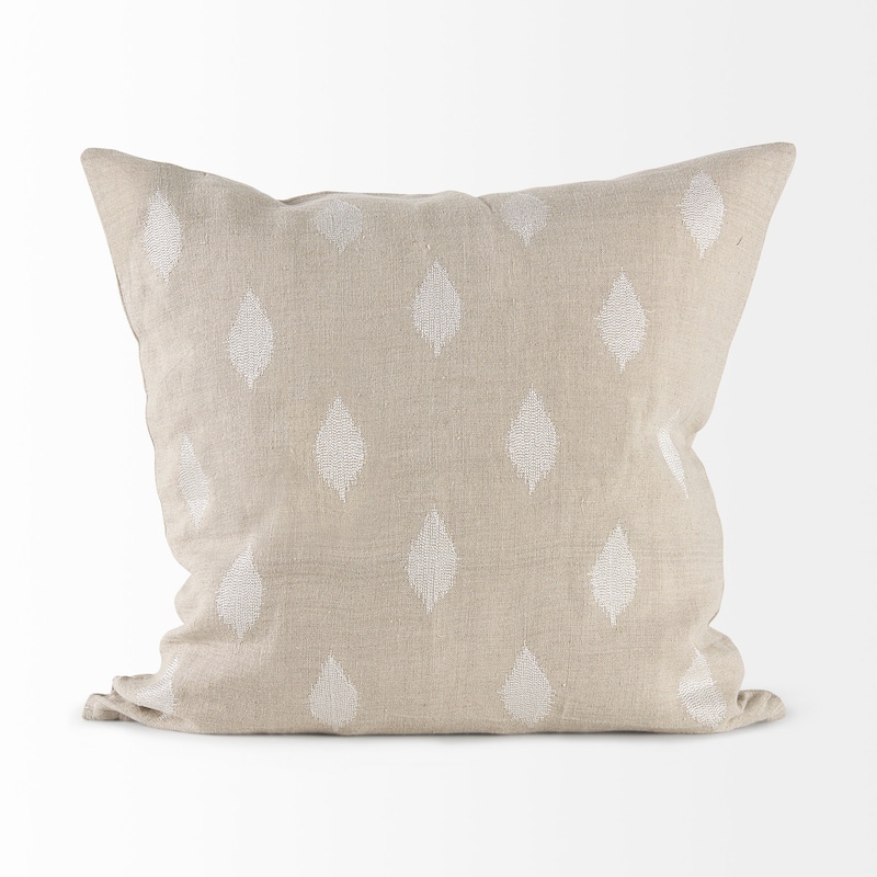 Enya 13L x 21W Beige and Cream Fabric Patterned Decorative Pillow Cover