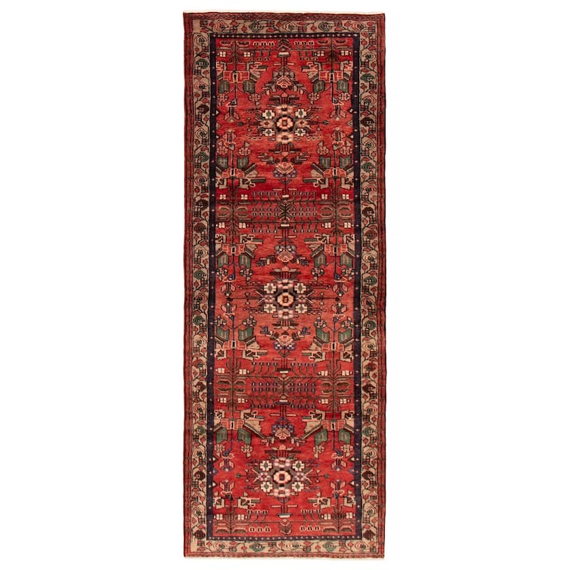 ECARPETGALLERY Hand-knotted Andelz Red Wool Rug - 3'6 x 9'3 - Light Red - 3'6 x 9'3