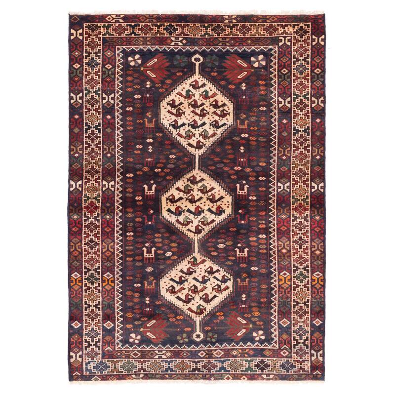 ECARPETGALLERY Hand-knotted Konya Anatolian Dark Navy Wool Rug - 4'2 x 6'0