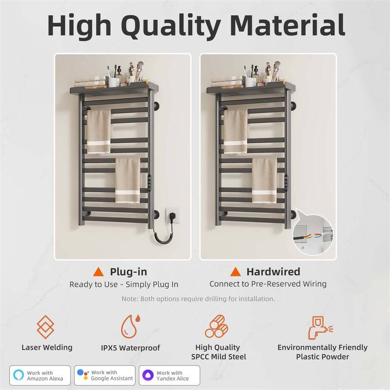 Electric Wall Mounted Towel Warmer with Timer