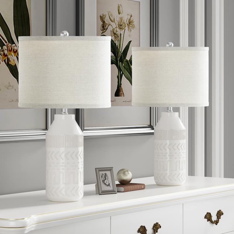 Maxax Ceramic Table Lamp For Living Room/bedroom (Set of 2) - White