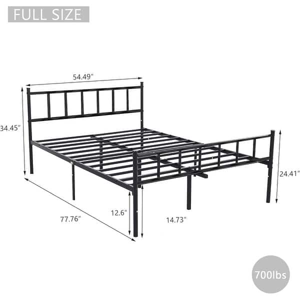 dimension image slide 1 of 10, alazyhome Classic Metal Platform Bed Frame Steel Slat Support, Black