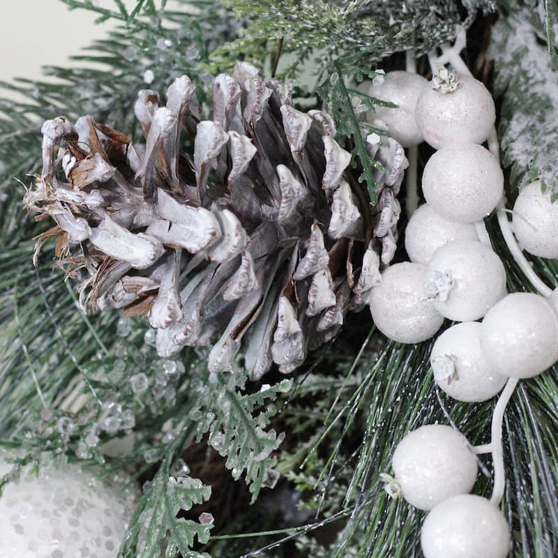 Frosted Mixed Pine Pine Cone Artificial Christmas Wreath, 24", Unlit