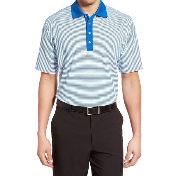 Lone Cypress New Blue Striped Mens Medium M Pebble Beach Golf Lone Cypress New Blue Striped Mens Medium M Pebble Beach Golf Polo Shirt