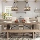 preview thumbnail 2 of 9, Farmhouse 5-Light Drum Wood Chandelier Rustic Lights for Dining Living Room - D19"x H 27"