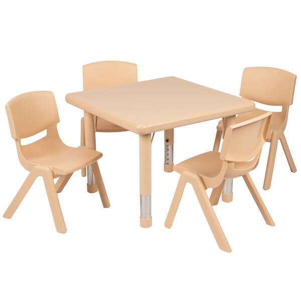Shop Black Friday Deals On 24 Square Plastic Height Adjustable Activity Table Set With Chairs Overstock 10055910