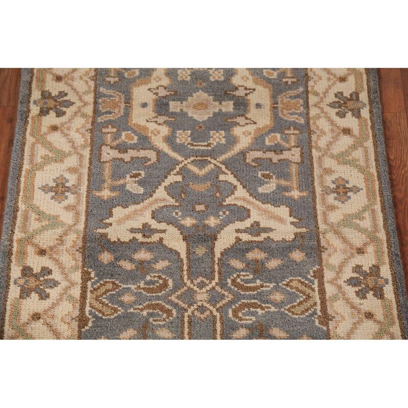 All-Over Oushak Indian Runner Rug Handmade Wool Carpet - 2'9" x 8'3"