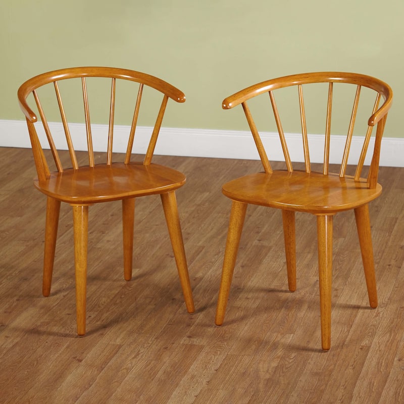 Simple Living Florence Modern Farmhouse Rubberwood Dining Chairs (Set of 2) - Oak