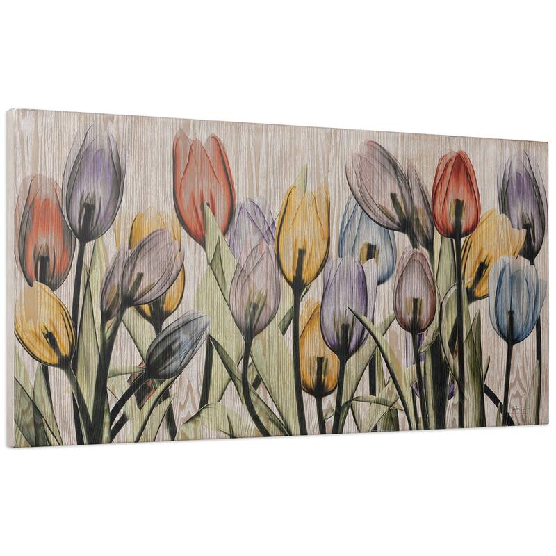 "Tulipscape" Fine Radiographic Photography Giclee Printed Directly on Hand Finished Ash Wood Wall Art