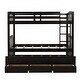 preview thumbnail 11 of 10, Twin Bunk Bed with Trundle, Ladder, Safety Rail and 3 Drawers, Black