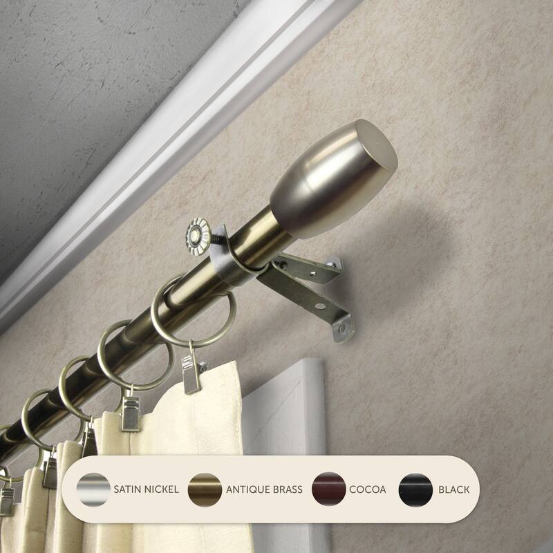 InStyleDesign Diego Adjustable Black Curtain Rod - 28 to 48 inches - Antique Brass