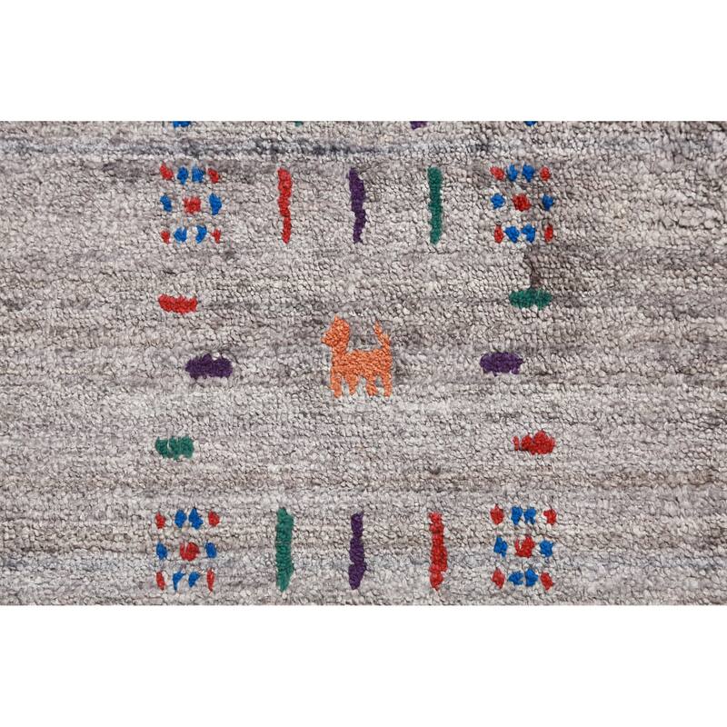 Gray Gabbeh Indian Area Rug Handmade Bedroom Wool Carpet - 9'0" x 12'0"