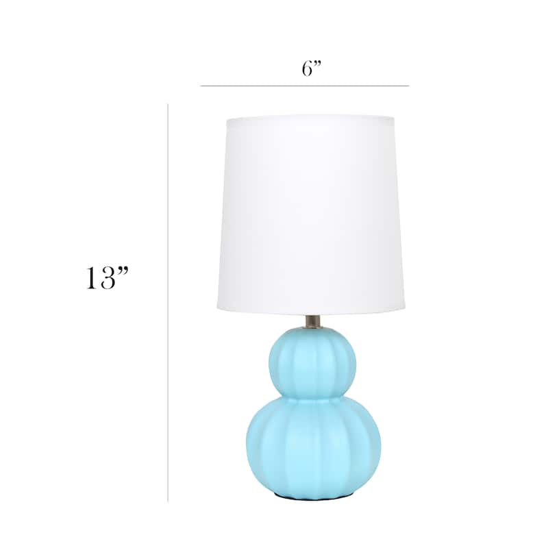 Double Gourd Ceramic Table Lamp with Fabric Shade - 6 x 6 x 13 in. (L x W x H)