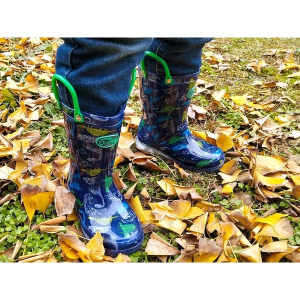 Outee Toddler Kids Adorable Printed Light Up Rain Boots