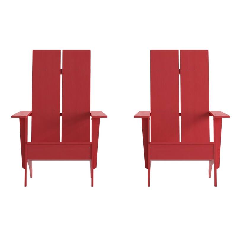 Modern Dual Slat Back Adirondack Style Chairs (Set of 2)