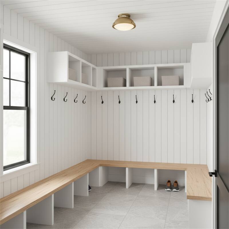 1-Light 11-in Polished Brass Flush Mount