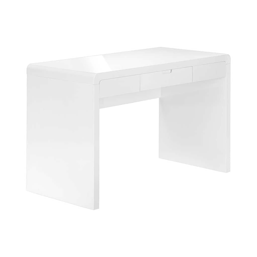 Computer Desk, Home Office, Laptop, Storage Drawers, 48"l, Work, Glossy White Laminate, Contemporary, Modern