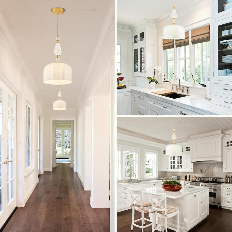 Adjustable pendant lights milk white kitchen island lights metal/glass/ceramics hanging lamp