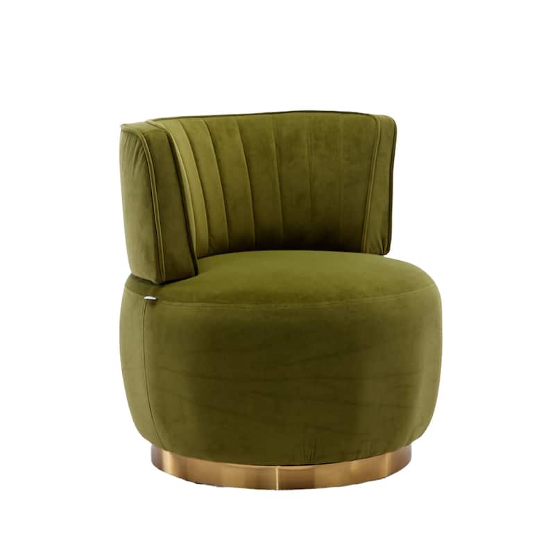 HOMEFUN Velvet Upholstered 360 Degree Swivel Armless Round Barrel Chairs