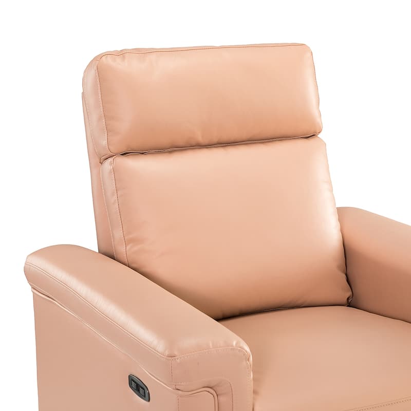 Alicia 34.65" Wide Contemporary Classic Genuine Leather Power Recliner With USB Port, Set of 2