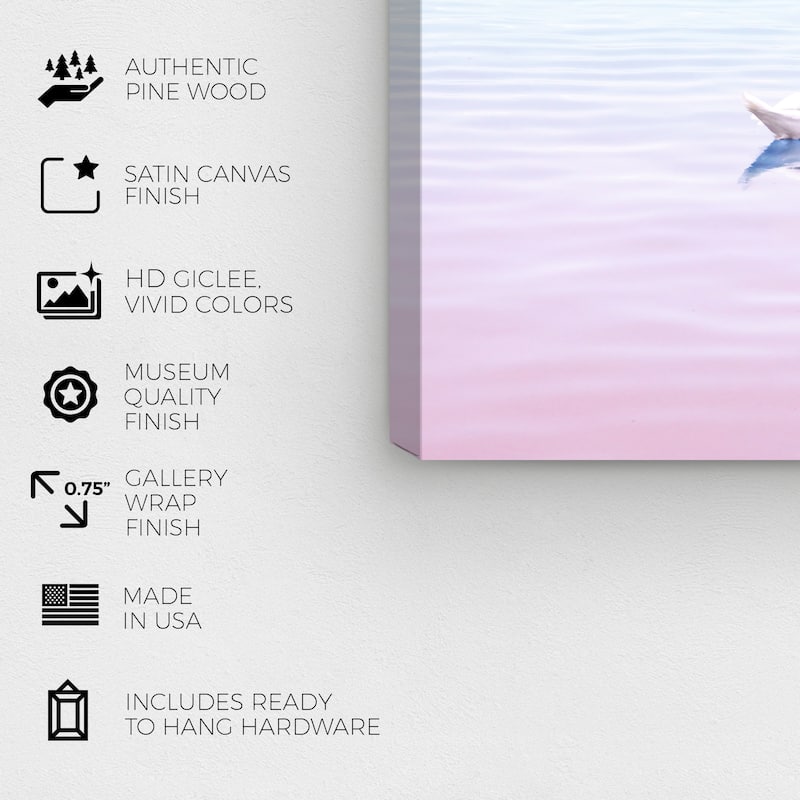 Wynwood Studio Canvas Animals Swan Reflected in Pastel Colors Pink and Light Pink Modern & Contemporary Wall Art Canvas Print