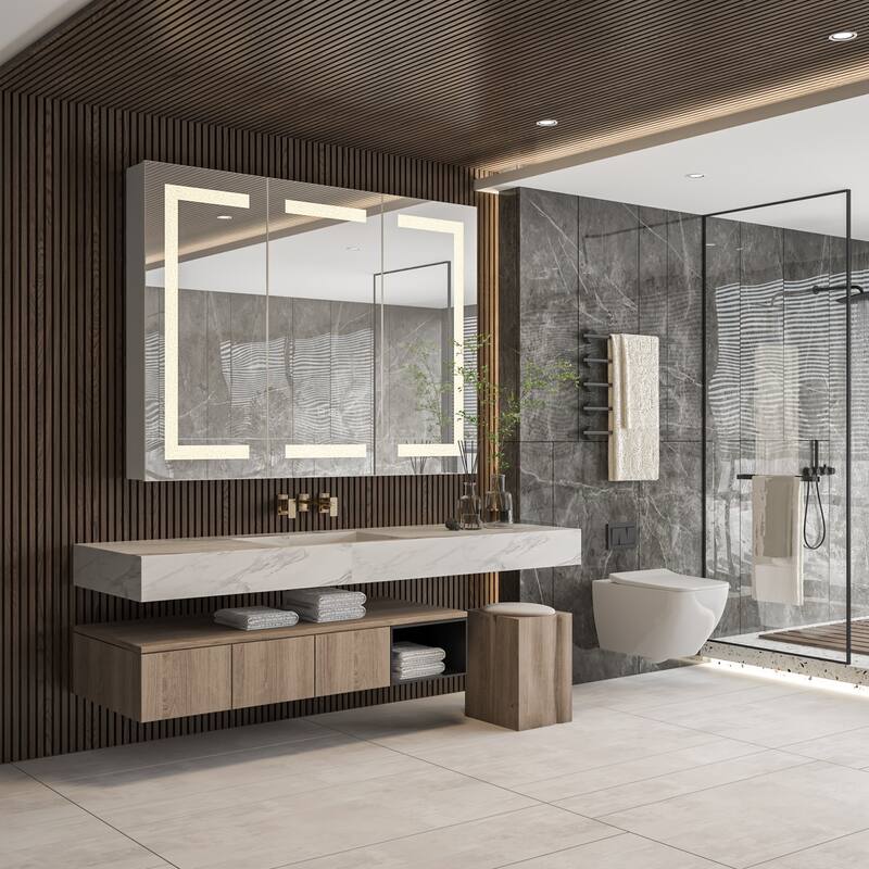 Wall LED Bathroom Cabinet with Lighting and Defogger Medicine Cabinet