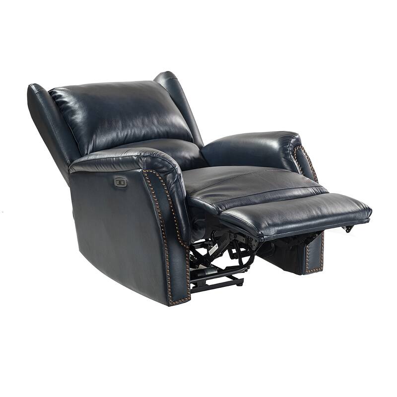 Eliseo Genuine Leather Power Recliner with USB Port and Wingback Design