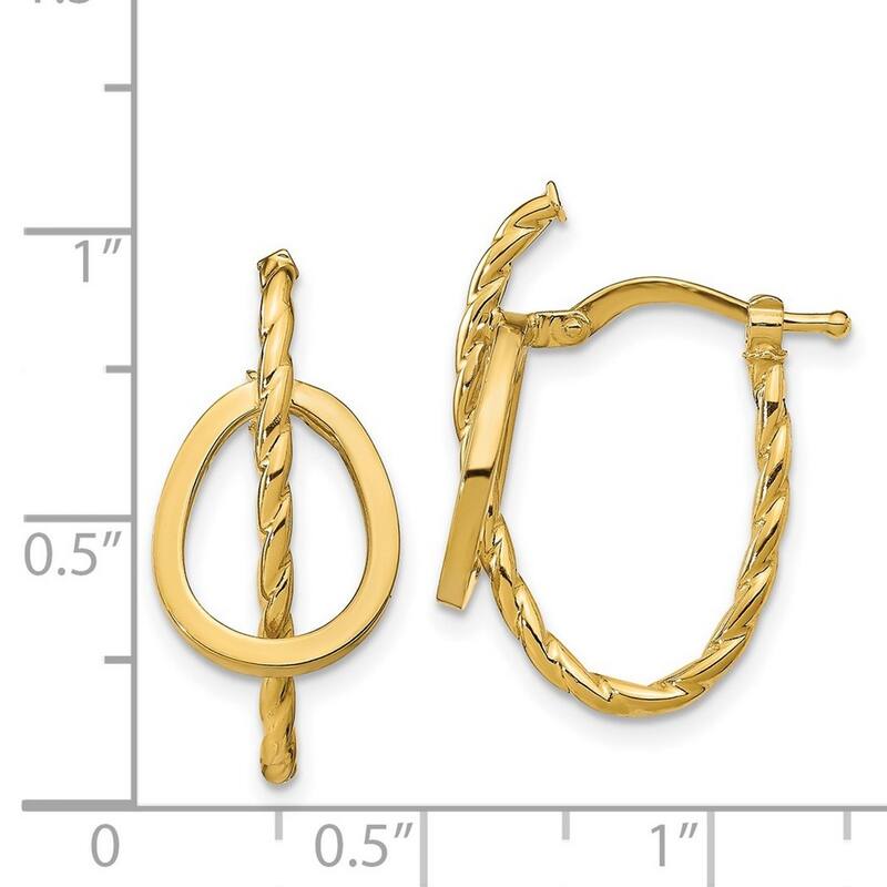 Curata 15mm 14k Gold Polished Hoop Earrings Jewelry Gifts for Women