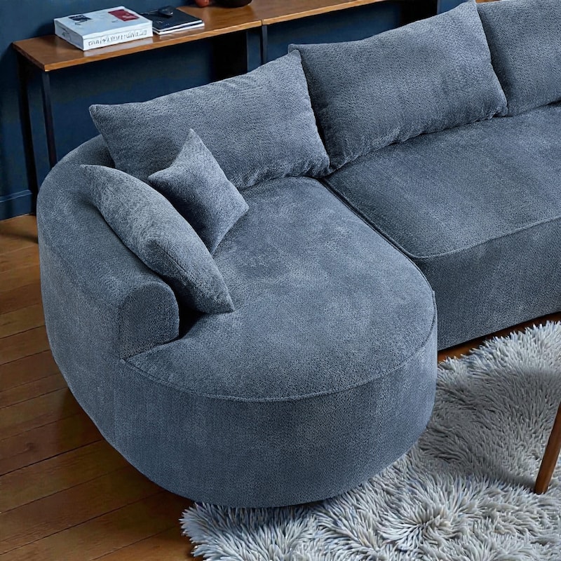124.5 Inch Oversized Cloud Sofa, Modern Boneless Chenille Couch with Pillows, No Assembly Sofa for Living Room