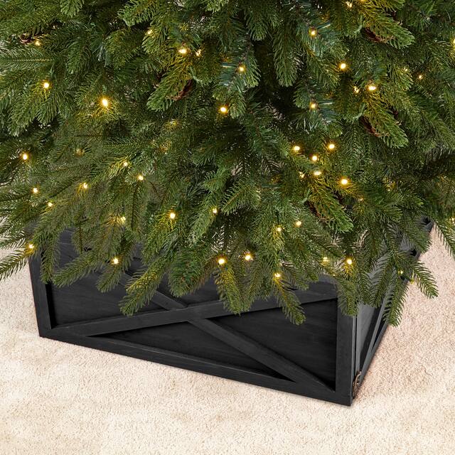 Glitzhome 26"L/ 22"L Handcrafted Wooden Christmas Tree Collar