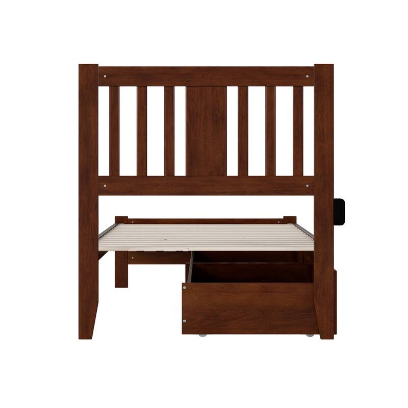 Tahoe Twin XL Platform Bed with 2 Drawers in Walnut