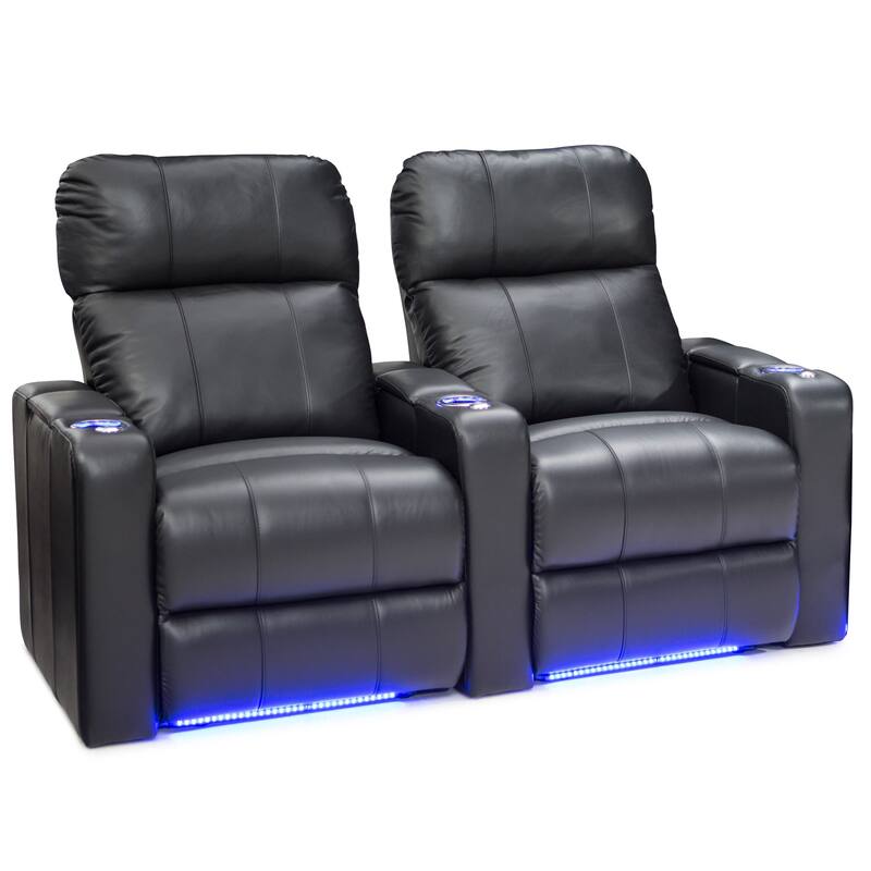 Seatcraft Monterey Home Theater Seating Top Grain Leather 7000 - Row of 2 - Black