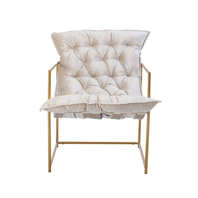 Italy shine velvet Upholstered Tufted Armchair With Golden Legs