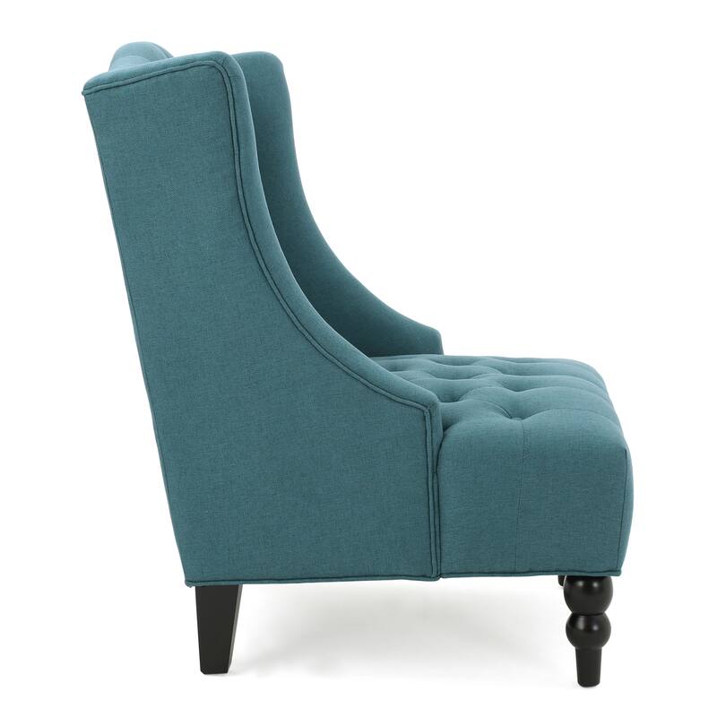 Teal Fabric 27.5" Button Tufted Club Chair
