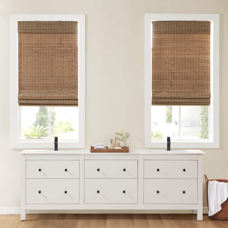 Madison Park Lyndon Bamboo Light Filtering Roman Shade - 27x64" - Teak