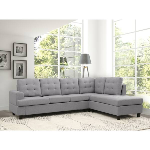 Shop Abbyson Kittridge Tufted Fabric Sectional Grey Overstock 30690108