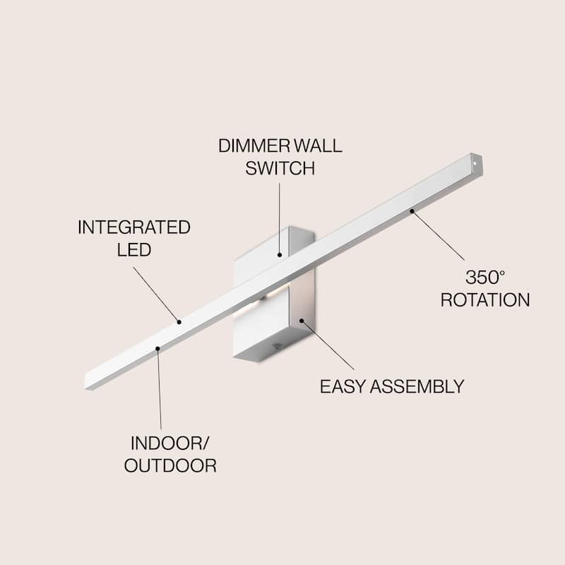 Palco Modern Minimalist Indoor/Outdoor Metal 350-Degree Rotatable Dimmable Integrated LED Wall Sconce, by JONATHAN Y