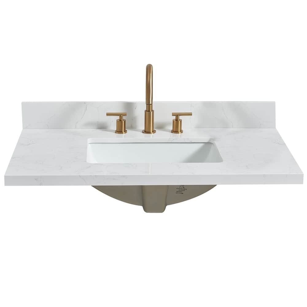Jaen Composite Stone Vanity Top with White Rectangular Sink