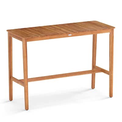 Costway 54" x 22" Acacia Wood Counter Height Table with Slatted - See Details