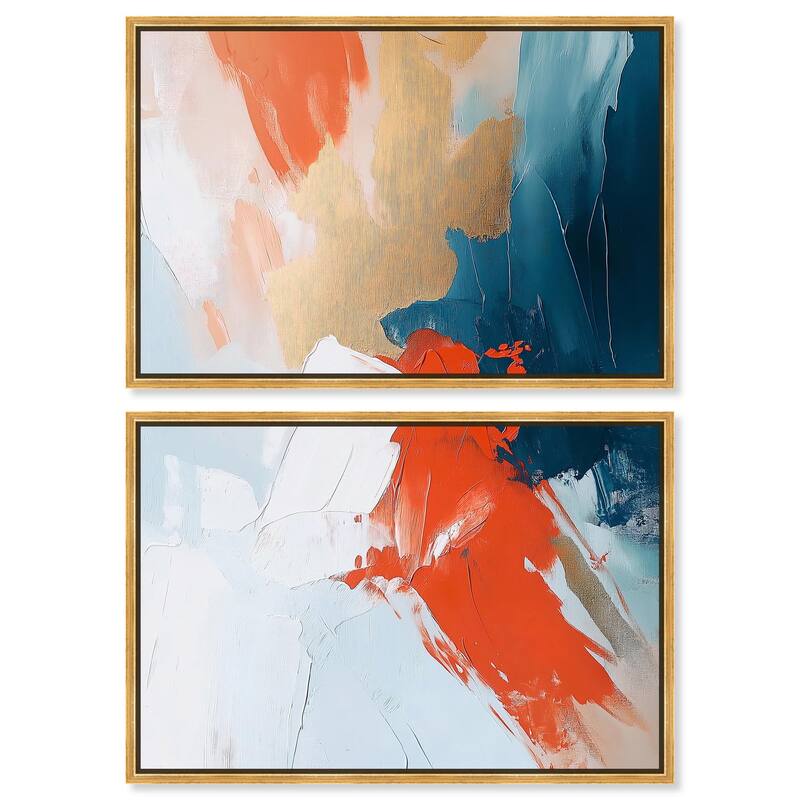 Bold and Bright I Canvas Set of 2 by Art Remedy - 24" x 16" - Gold