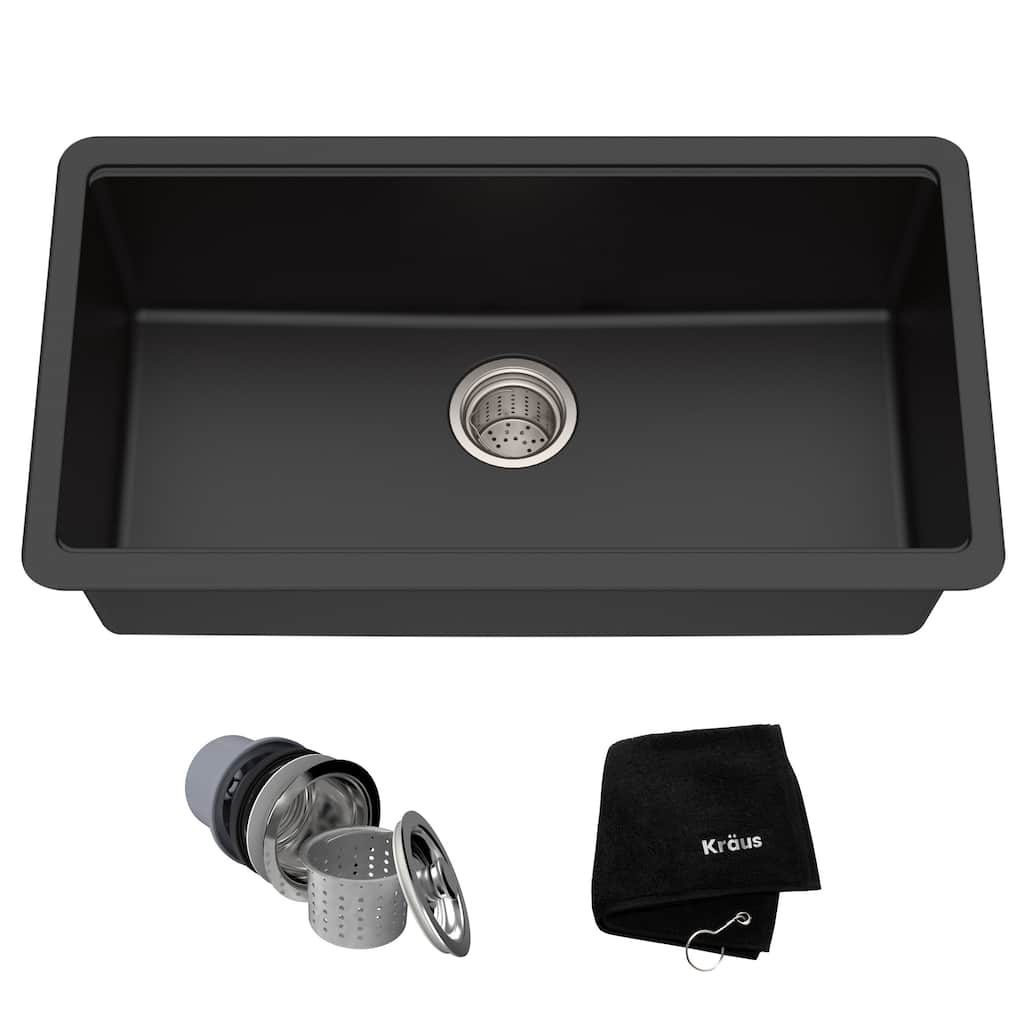 Kraus 31-1/2" Single Basin Undermount Granite Composite Kitchen Sink