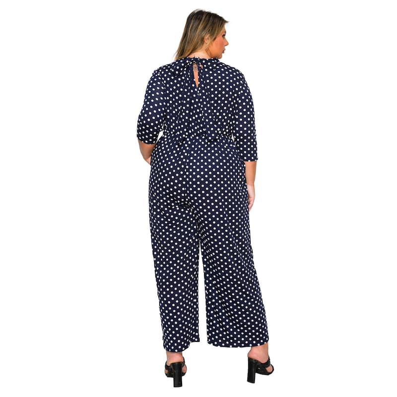 L I V D Women's Plus Size Lunette Dot Wide Leg Jumpsuit