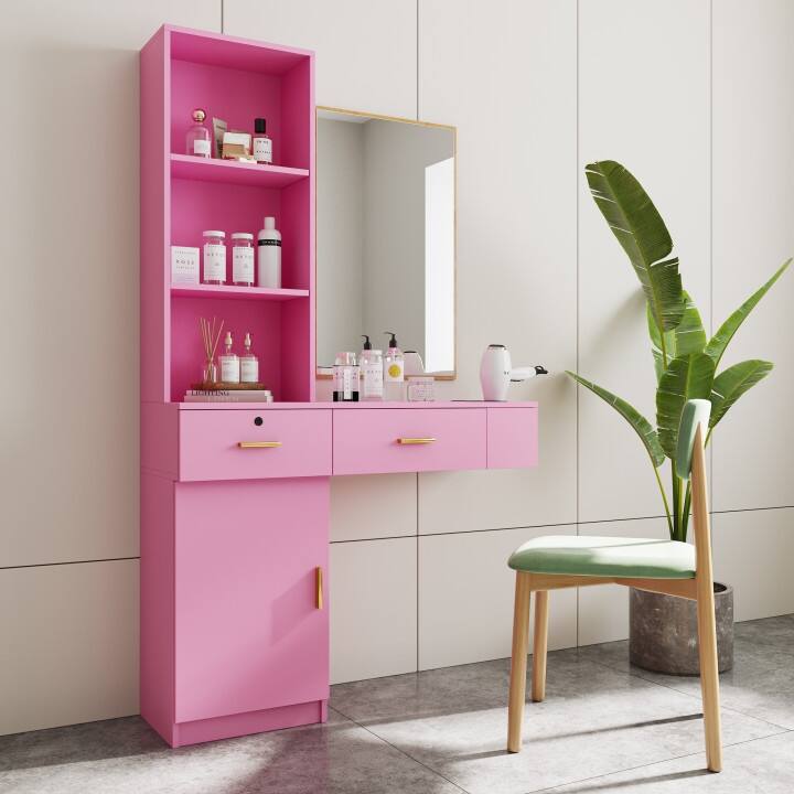 Modern simple hair desk,multi layer storage,large storage space,wooden cabinets are easy to clean, good hardness