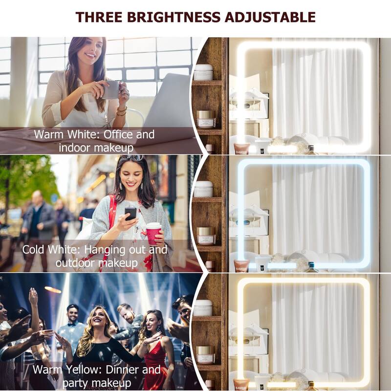 Vanity Table, Makeup Vanity Set with LED Light and Mirror