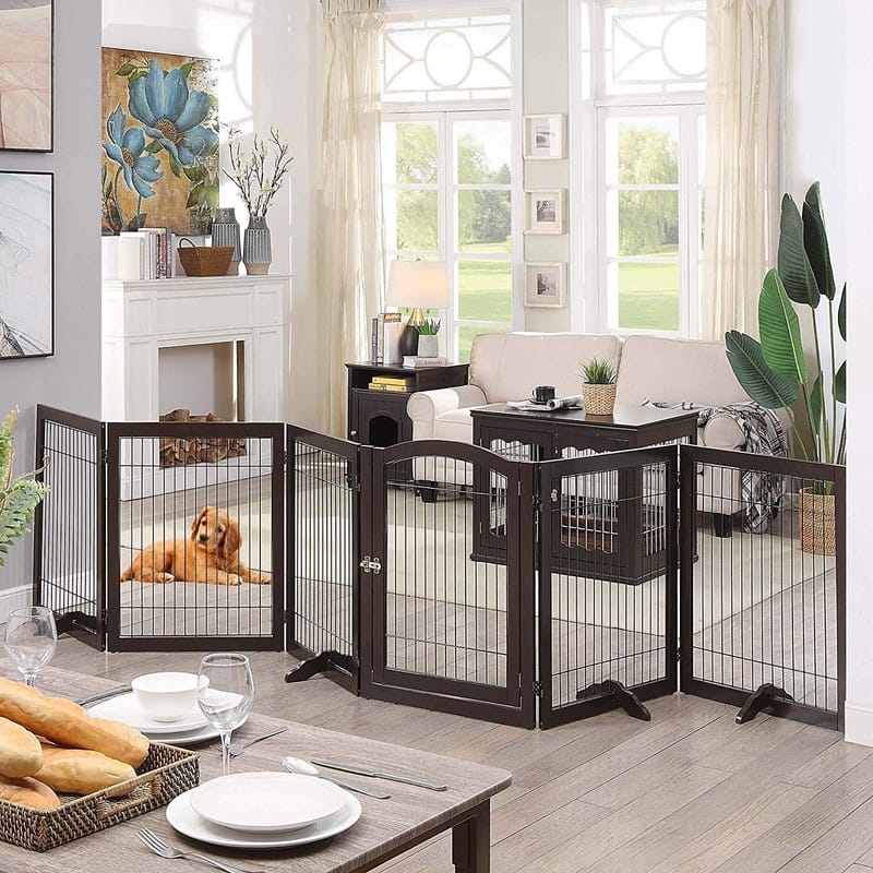 Unipaws Pet Playpen for Dogs, Freestanding 6 Panels Dog Gate